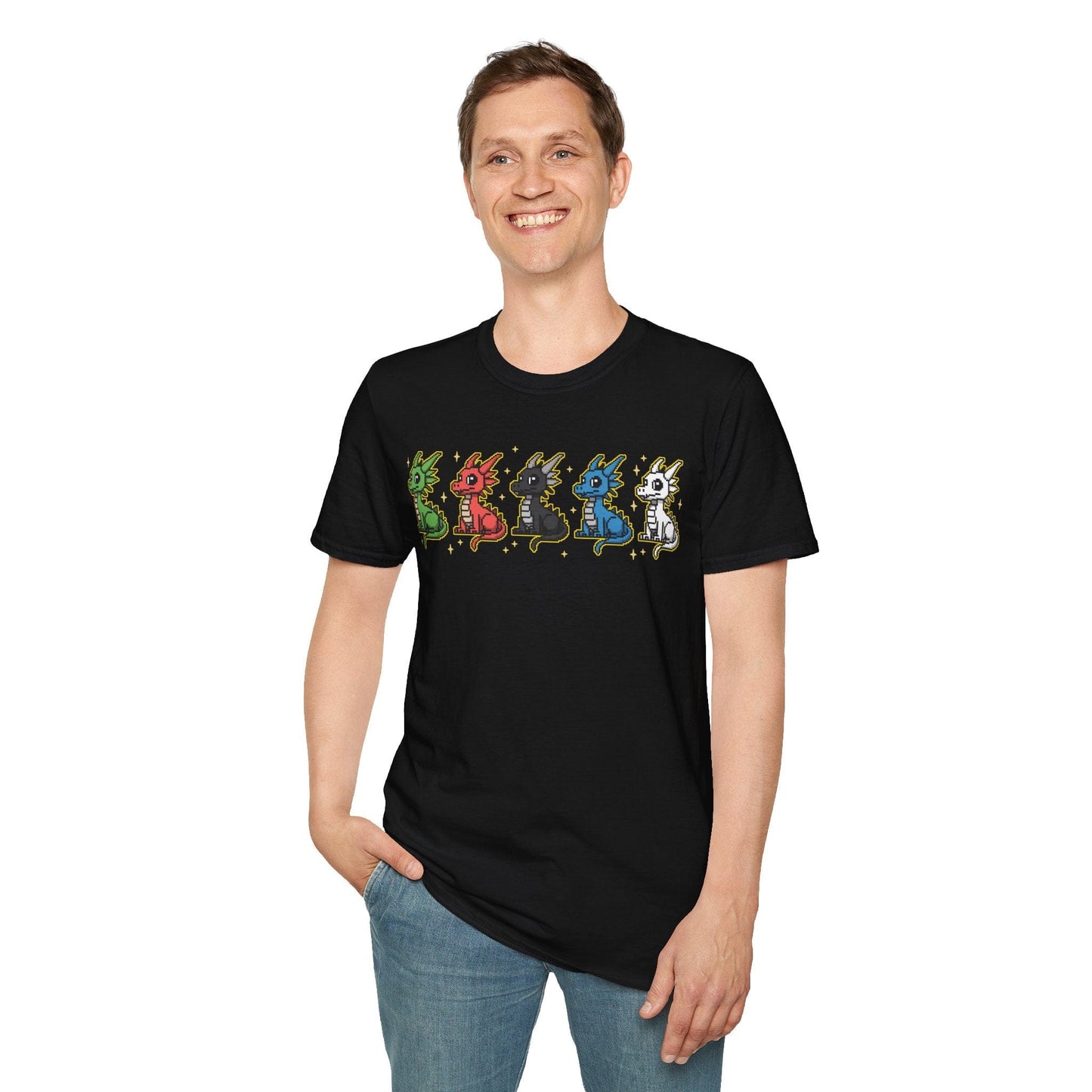 Printify T-Shirt Chromatic Dragons Pixel Art T-shirt