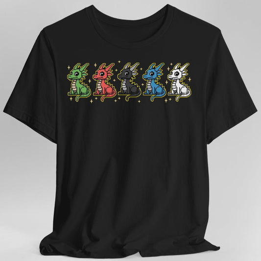 Printify T-Shirt Black / S Chromatic Dragons Pixel Art T-shirt