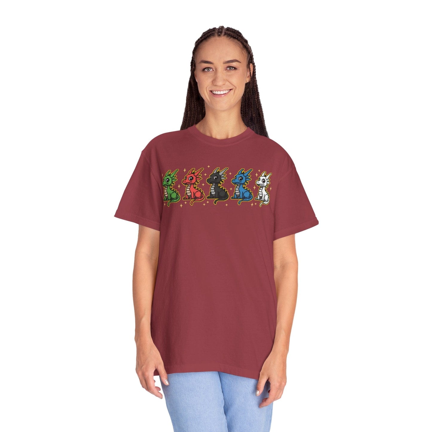 Printify T-Shirt Chromatic Dragons Pixel Art T-shirt - Comfort Colors