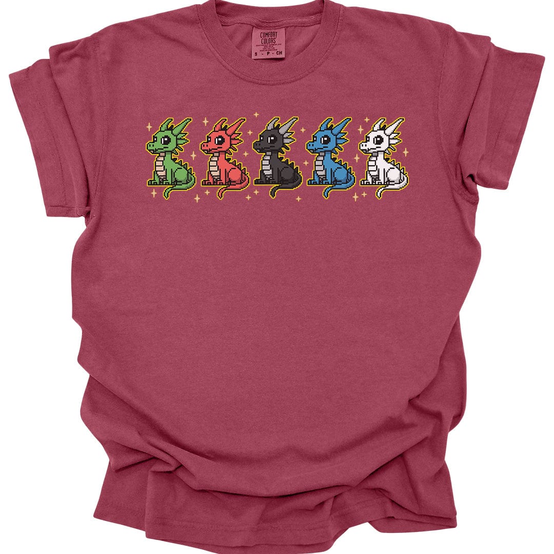 Printify T-Shirt Chromatic Dragons Pixel Art T-shirt - Comfort Colors