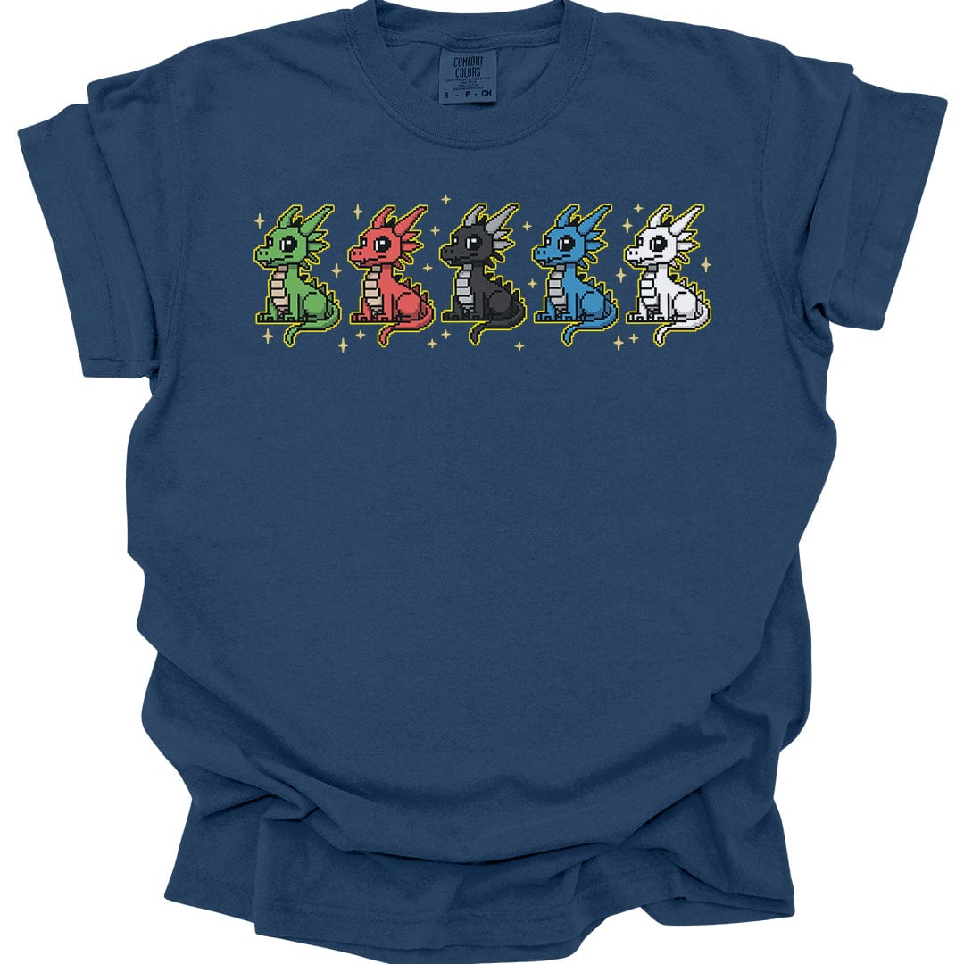 Printify T-Shirt Chromatic Dragons Pixel Art T-shirt - Comfort Colors