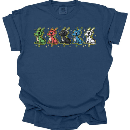 Printify T-Shirt Chromatic Dragons Pixel Art T-shirt - Comfort Colors