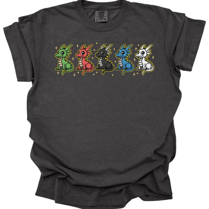 Printify T-Shirt Chromatic Dragons Pixel Art T-shirt - Comfort Colors