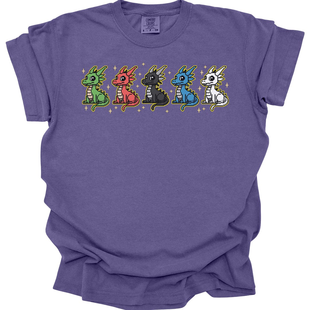 Printify T-Shirt Chromatic Dragons Pixel Art T-shirt - Comfort Colors