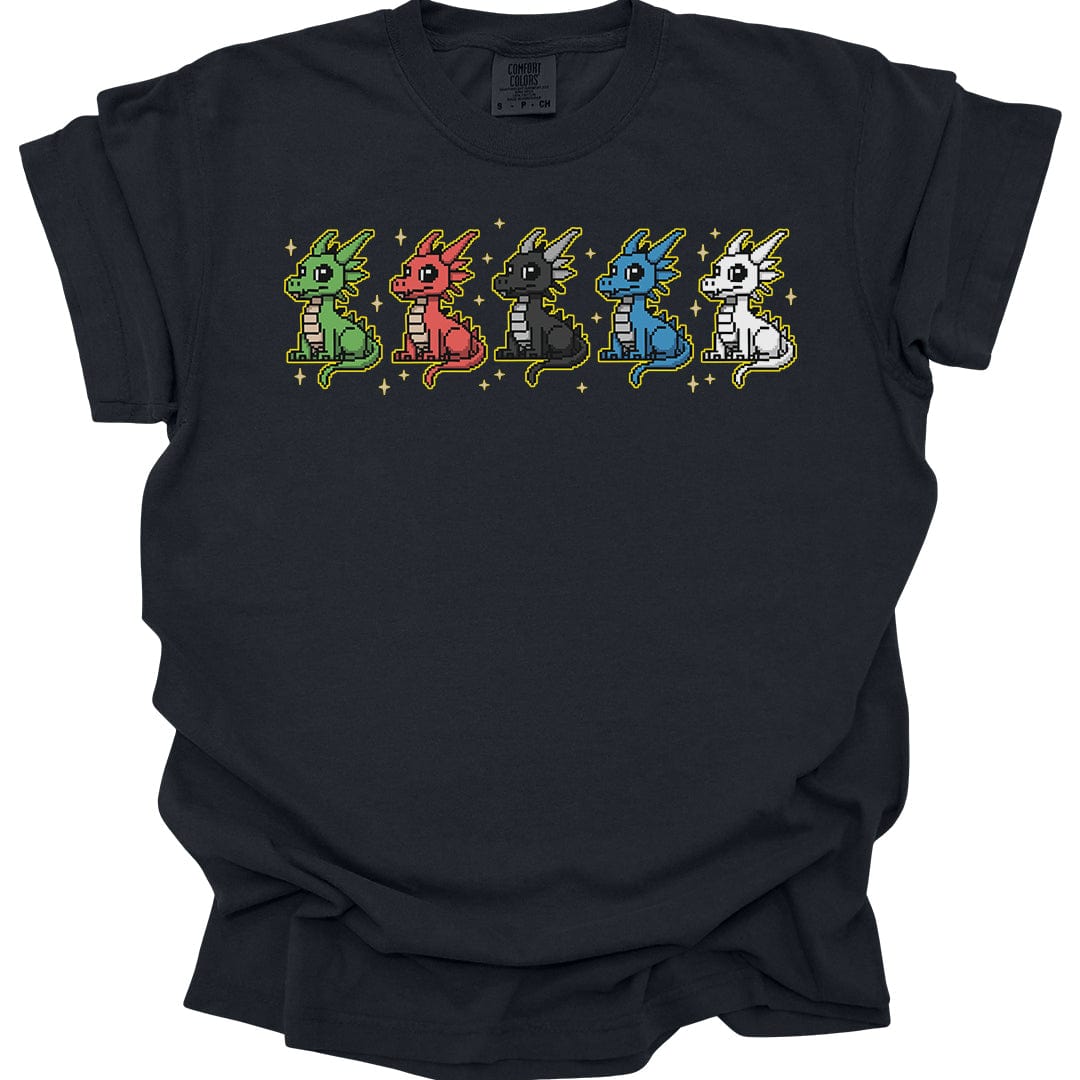 Printify T-Shirt Chromatic Dragons Pixel Art T-shirt - Comfort Colors