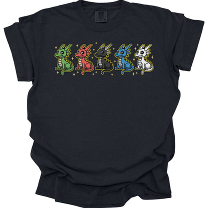 Printify T-Shirt Chromatic Dragons Pixel Art T-shirt - Comfort Colors