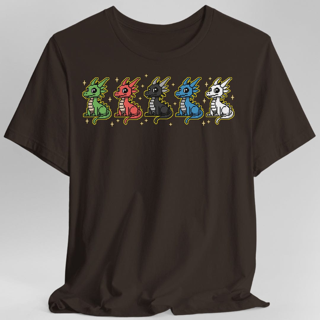 Printify T-Shirt Dark Chocolate / S Chromatic Dragons Pixel Art T-shirt