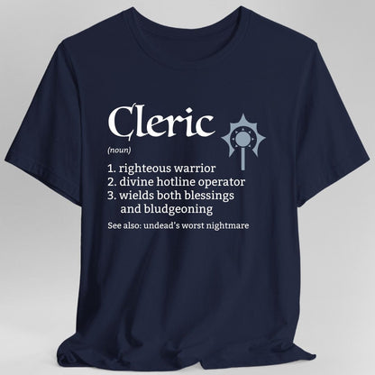 Printify T-Shirt Navy / S Cleric Class Definition D&D T-Shirt