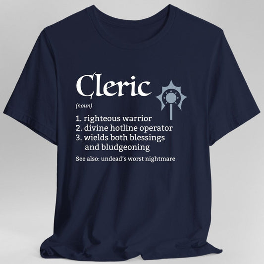 Printify T-Shirt Navy / S Cleric Class Definition D&D T-Shirt
