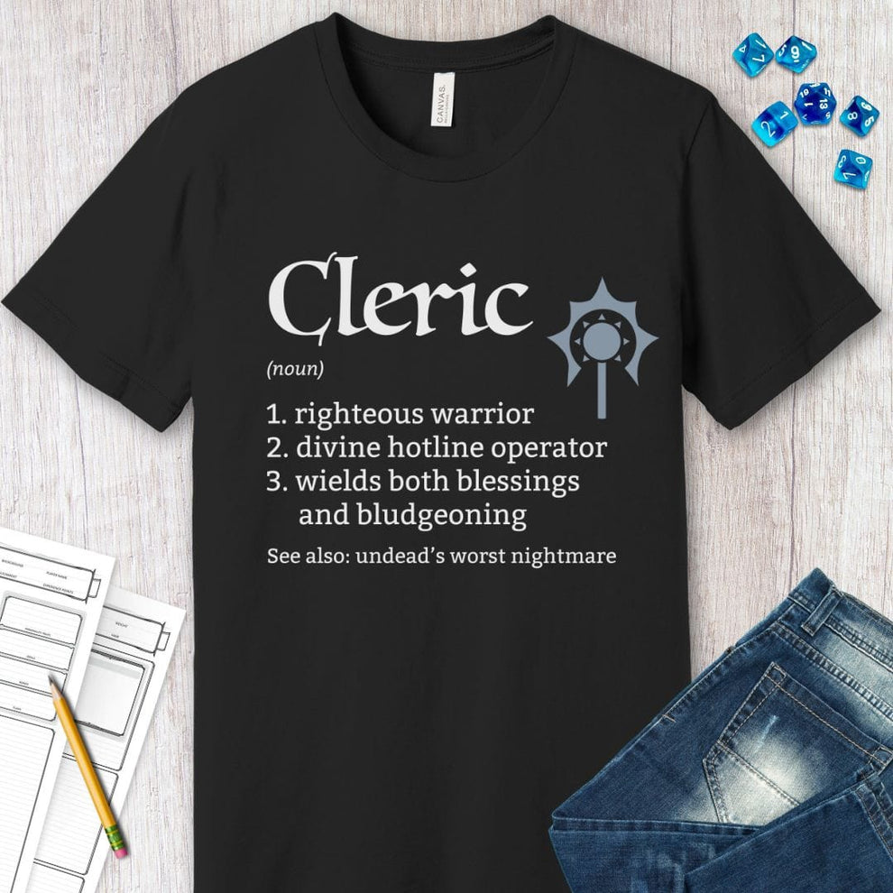 Cleric Class Definition D&D T-Shirt – Sunburst RPG