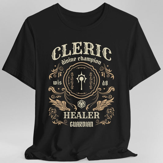 Printify T-Shirt Black / S Cleric Class Vintage Label T-Shirt