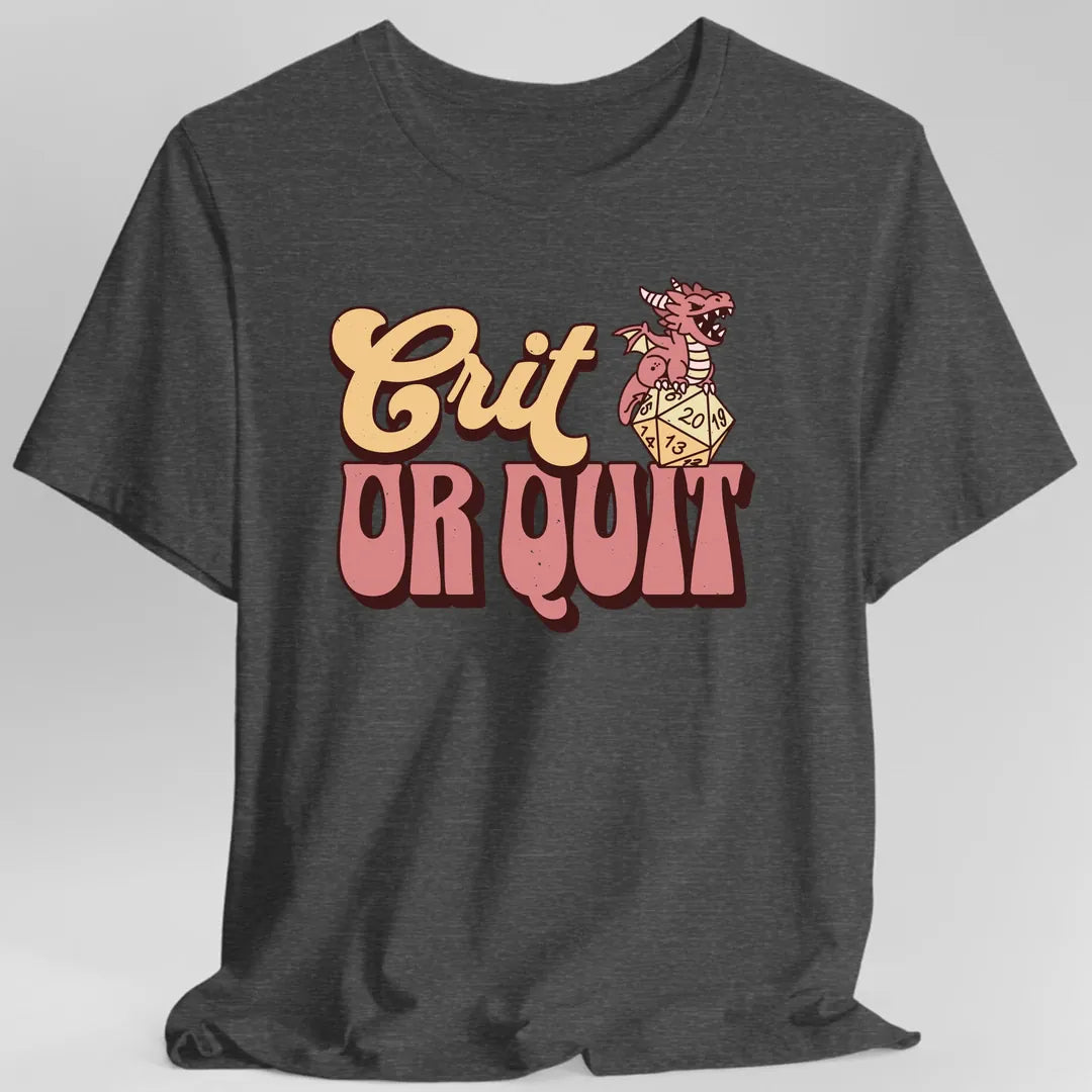 Printify T-Shirt Dark Heather Grey / S Crit or Quit Kawaii T-Shirt