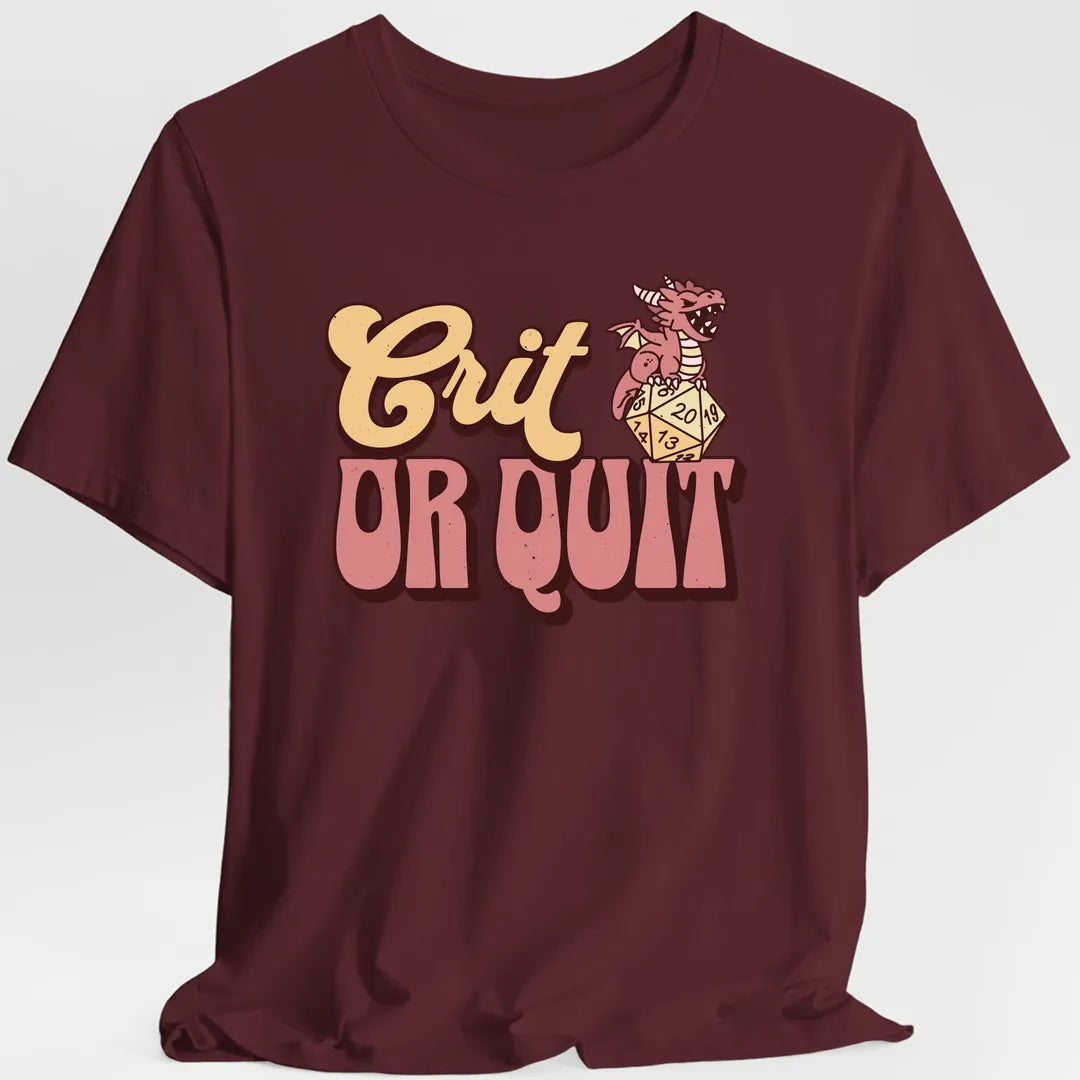 Printify T-Shirt Maroon / S Crit or Quit Kawaii T-Shirt