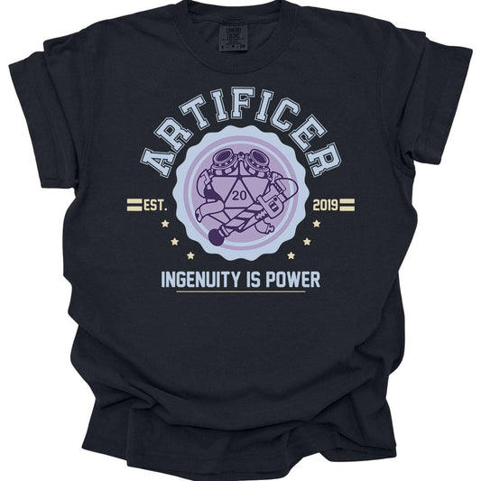 Printify T-Shirt Black / S Cute Artificer University T-Shirt - Comfort Colors