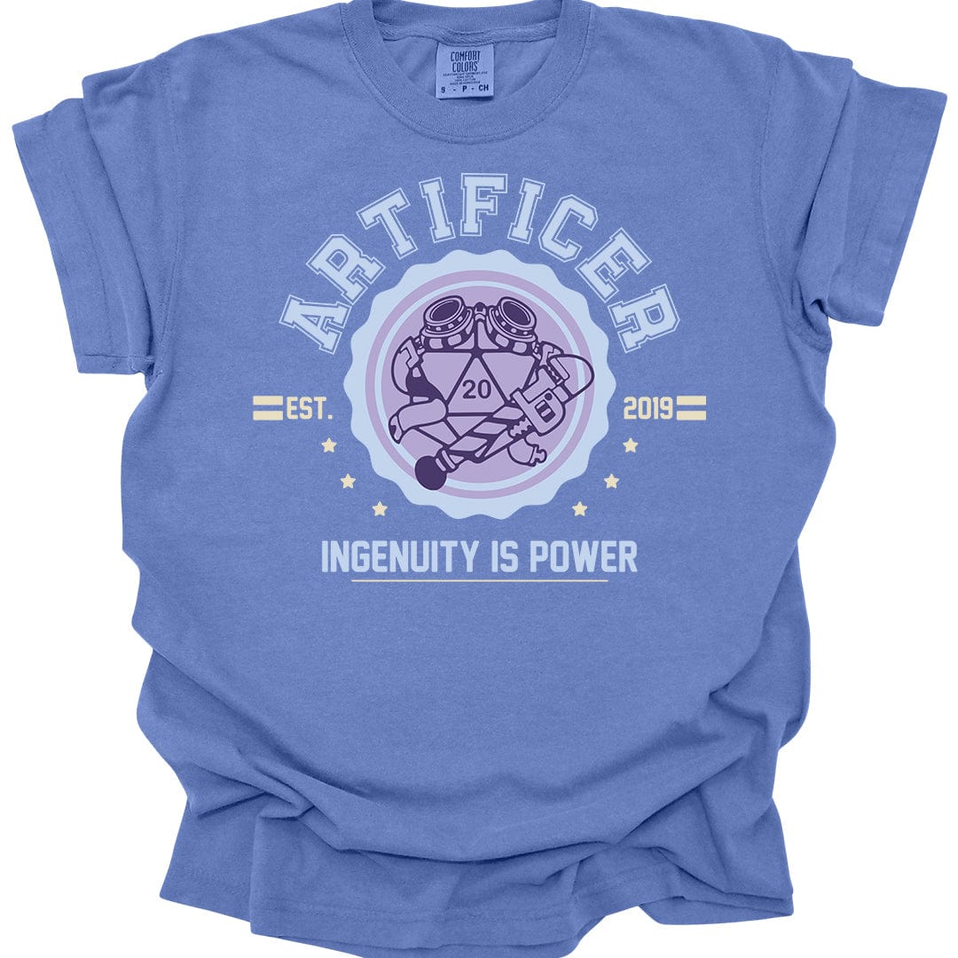 Printify T-Shirt Mystic Blue / S Cute Artificer University T-Shirt - Comfort Colors