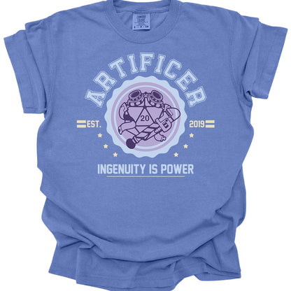 Printify T-Shirt Mystic Blue / S Cute Artificer University T-Shirt - Comfort Colors