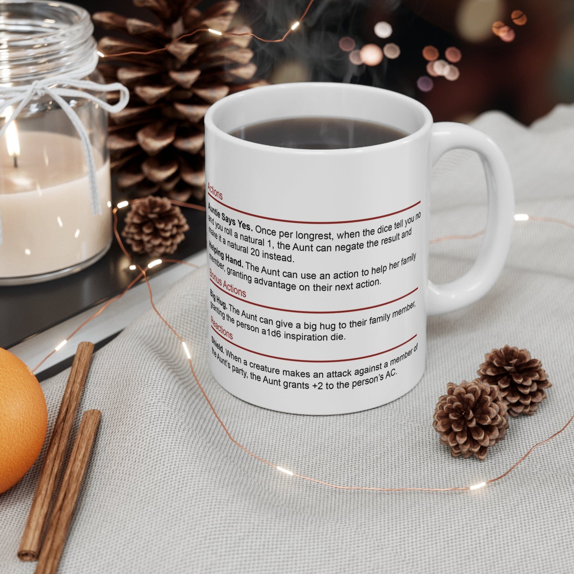 Printify Mug 11oz D&D Aunt Stat Block Mug Gift
