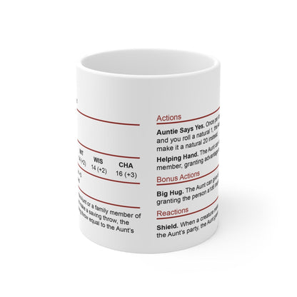 Printify Mug 11oz D&D Aunt Stat Block Mug Gift