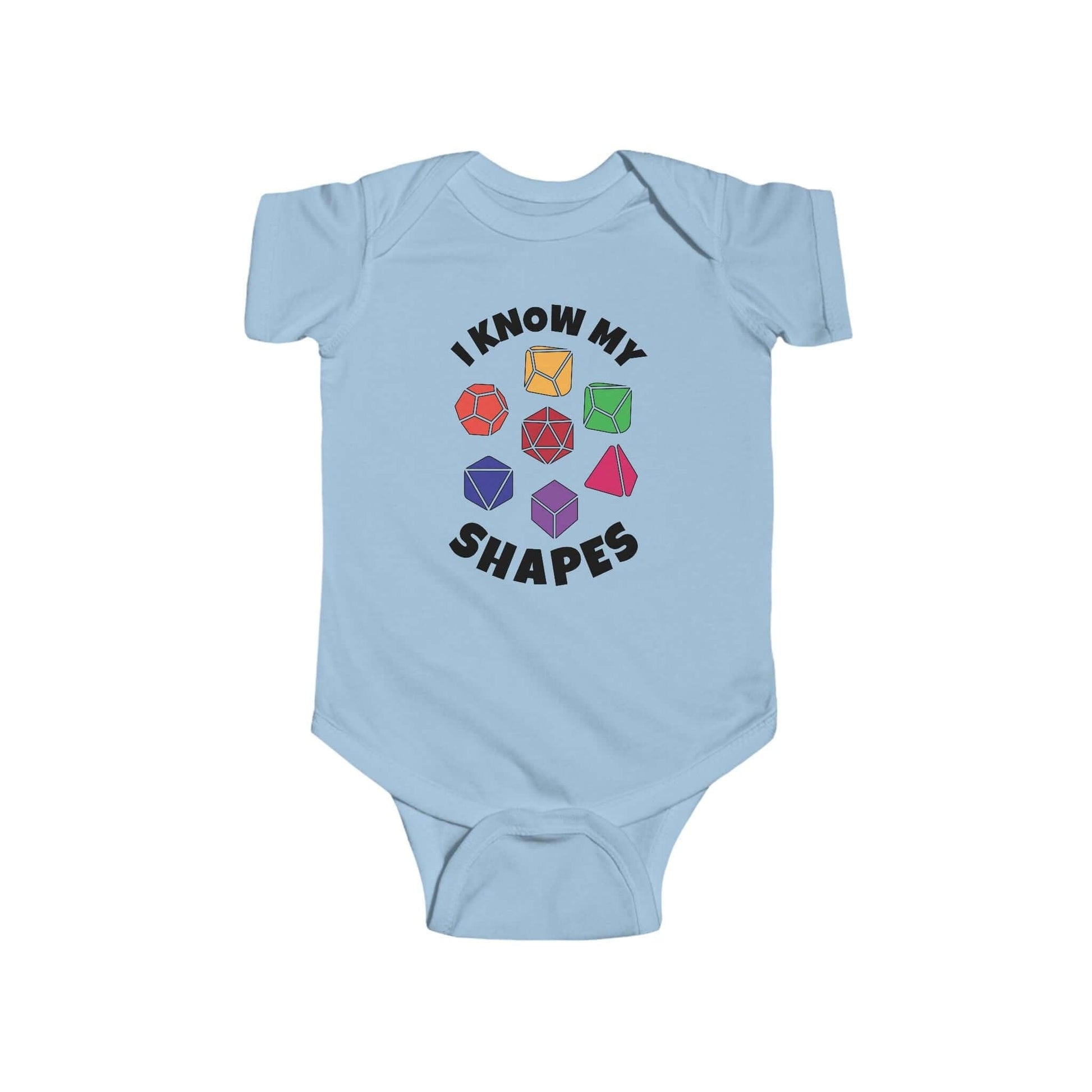 Printify Kids clothes Light Blue / NB (0-3M) D&D Baby Onesie I know My Shapes