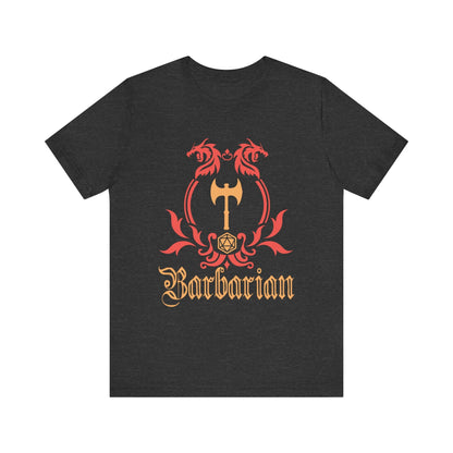 Printify T-Shirt Dark Grey Heather / S D&D Barbarian Class Emblem T-shirt