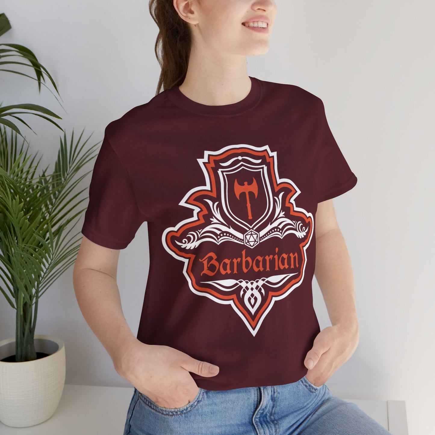 Printify T-Shirt D&D Barbarian Class Fancy Emblem T-Shirt