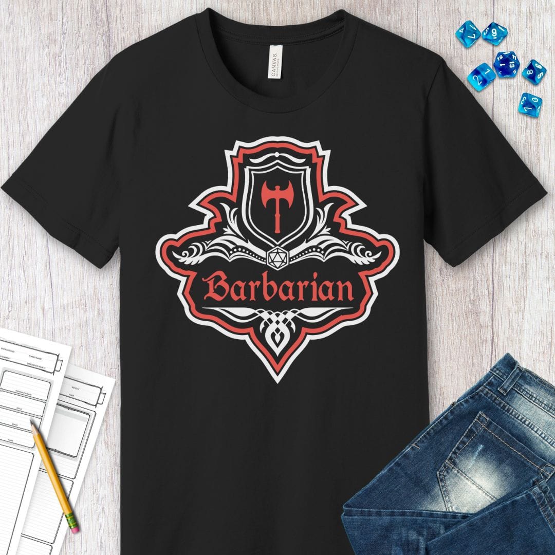 Printify T-Shirt D&D Barbarian Class Fancy Emblem T-Shirt