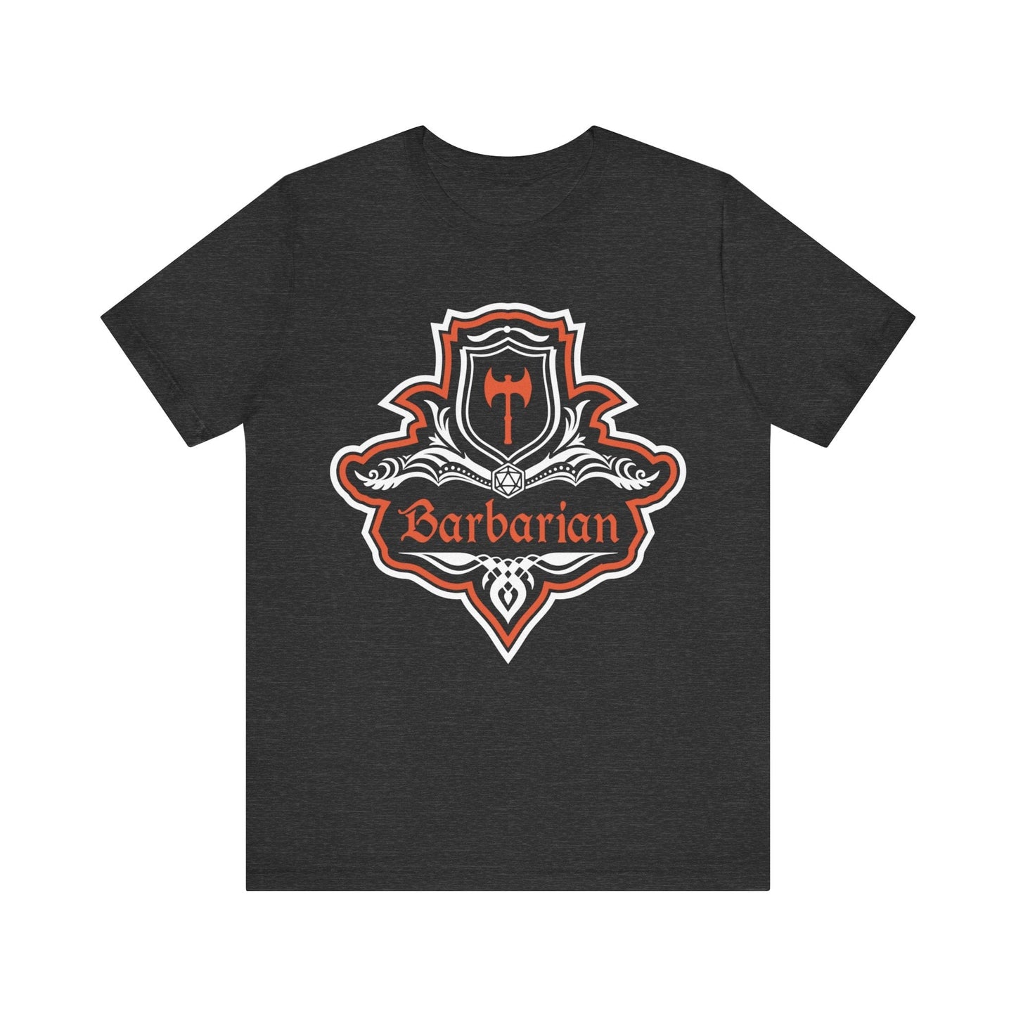 Printify T-Shirt Dark Grey Heather / S D&D Barbarian Class Fancy Emblem T-Shirt