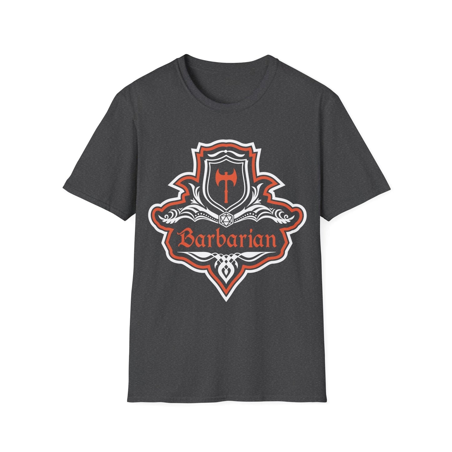 Printify T-Shirt Dark Heather / S D&D Barbarian Class Fancy Emblem T-Shirt