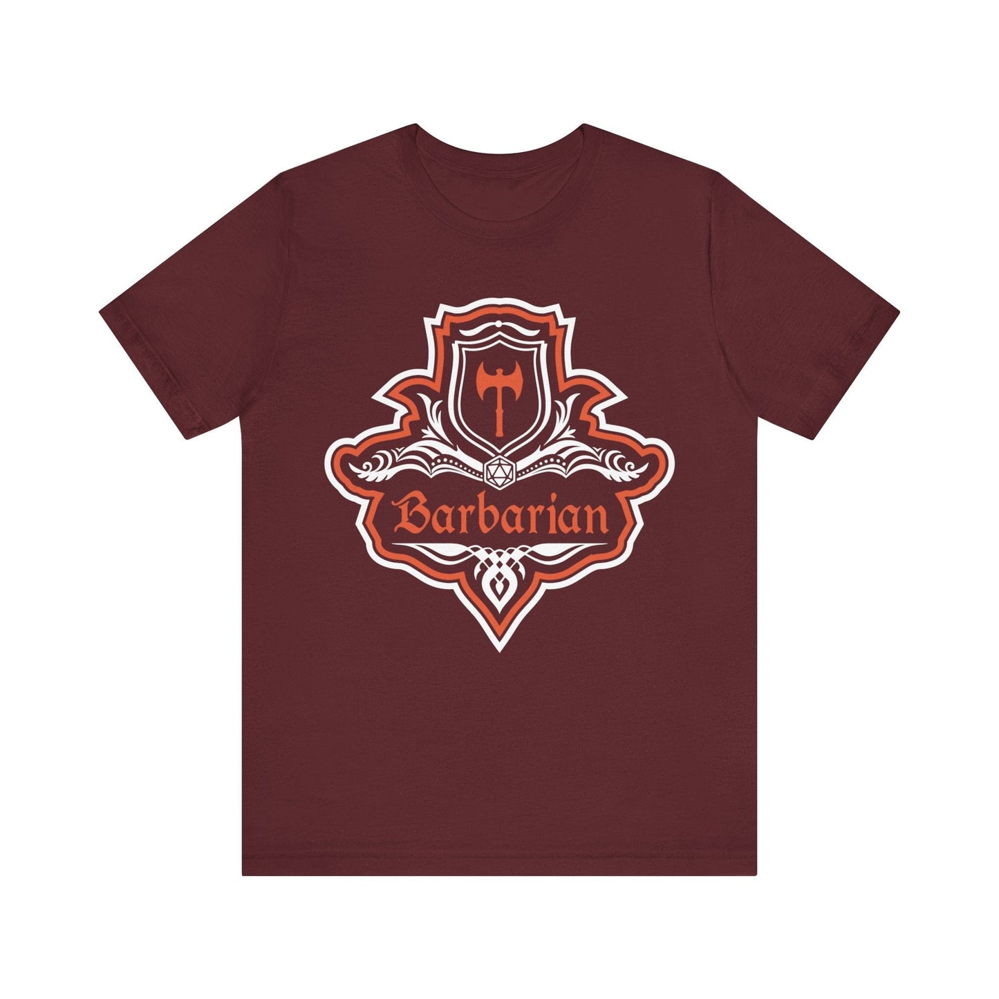 Printify T-Shirt Maroon / S D&D Barbarian Class Fancy Emblem T-Shirt