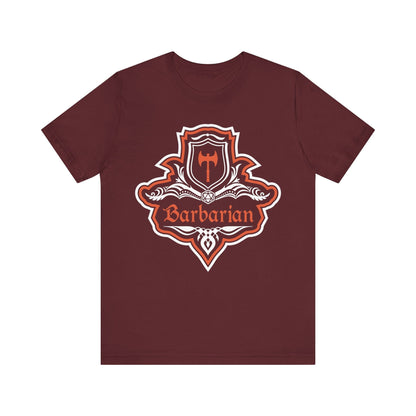 Printify T-Shirt Maroon / S D&D Barbarian Class Fancy Emblem T-Shirt