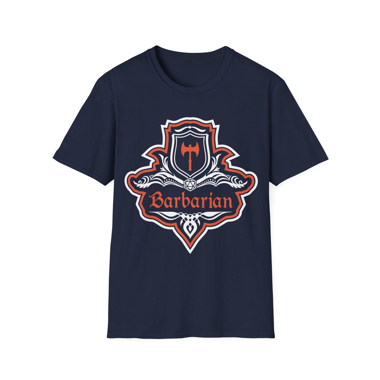 Printify T-Shirt Navy / S D&D Barbarian Class Fancy Emblem T-Shirt
