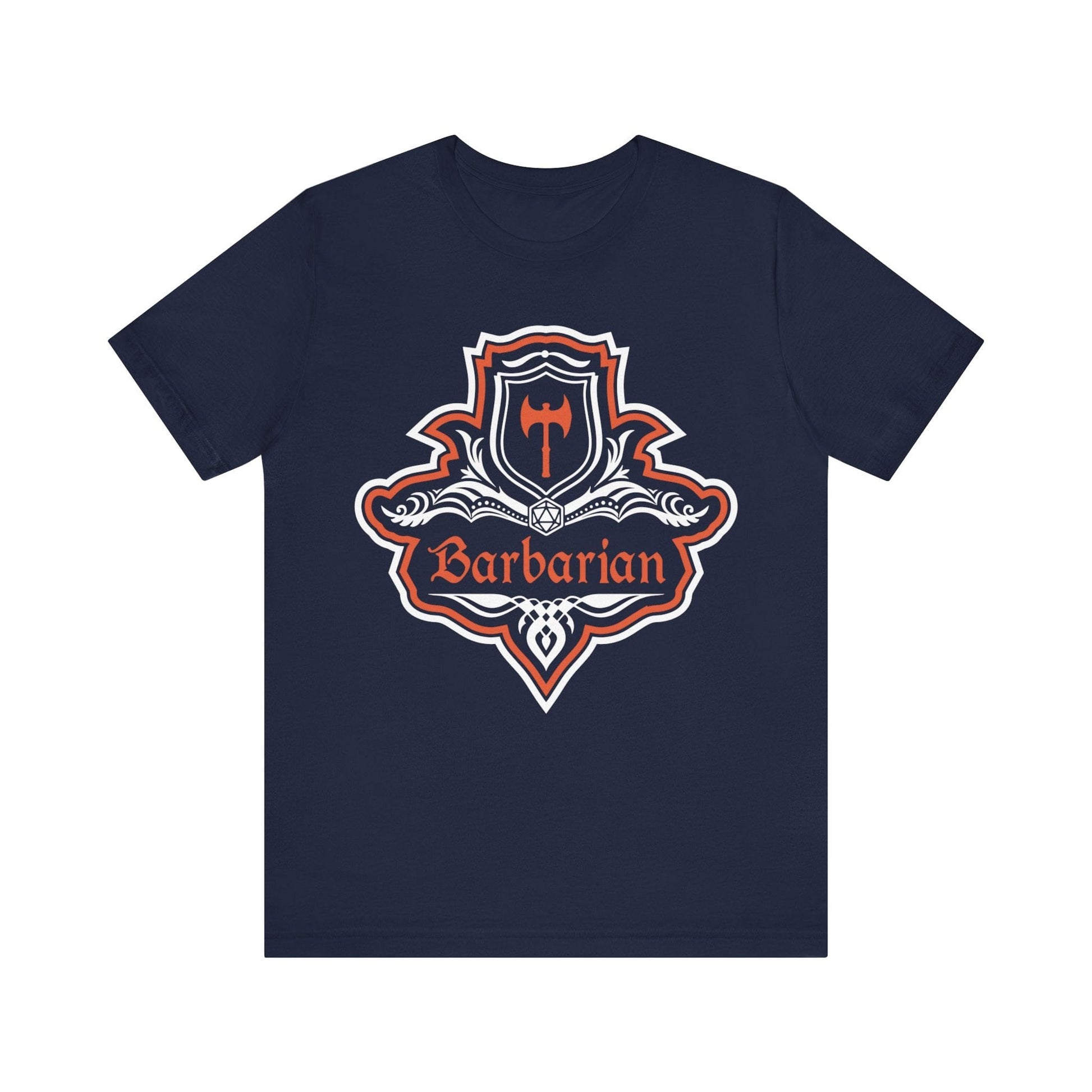 Printify T-Shirt Navy / S D&D Barbarian Class Fancy Emblem T-Shirt