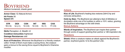 Printify Mug 11oz D&D Boyfriend Stat Block Mug