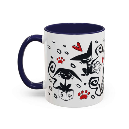 Printify Mug 11oz / Navy D&D Cat Dice Mug