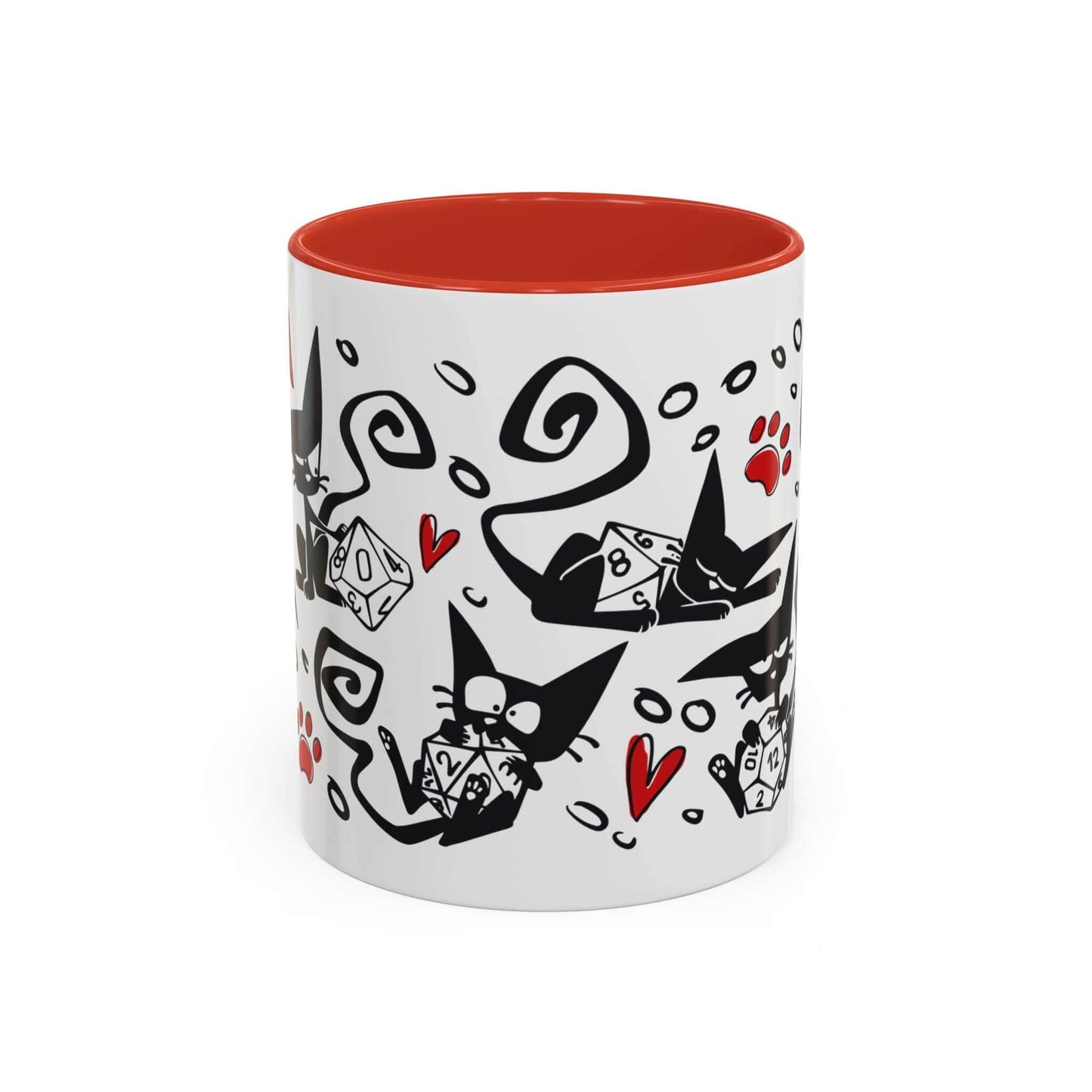 Printify Mug 11oz / Red D&D Cat Dice Mug