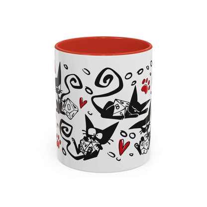 Printify Mug 11oz / Red D&D Cat Dice Mug