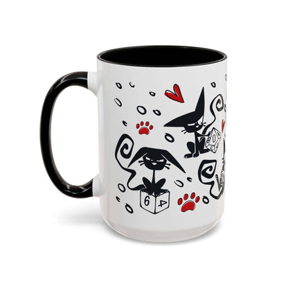 Printify Mug 15oz / Black D&D Cat Dice Mug