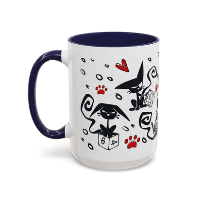 Printify Mug 15oz / Navy D&D Cat Dice Mug