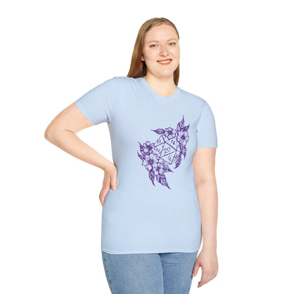 Printify T-Shirt D&D D20 Dice Flower T-Shirt