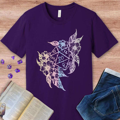 Printify T-Shirt D&D D20 Dice Flower T-Shirt