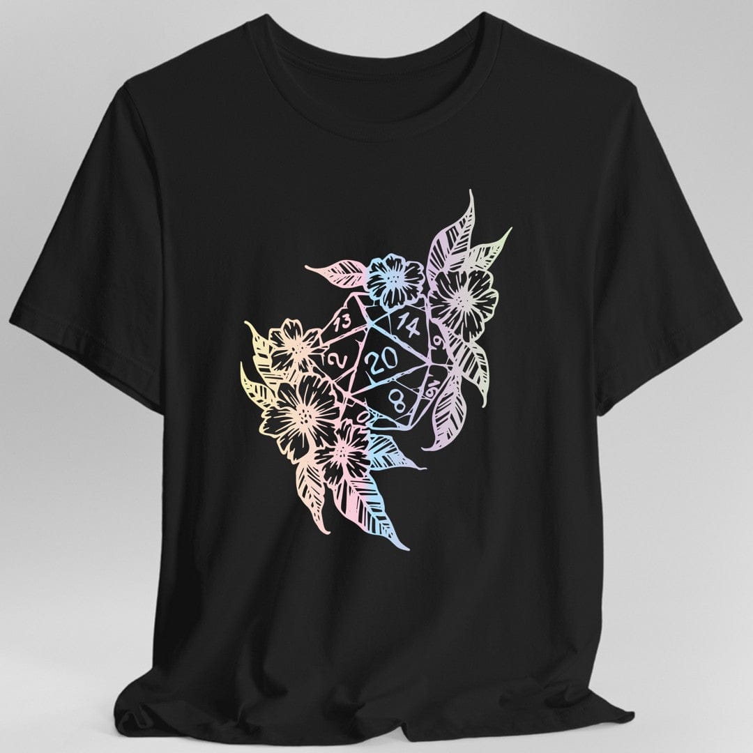 Printify T-Shirt Black / S D&D D20 Dice Flower T-Shirt