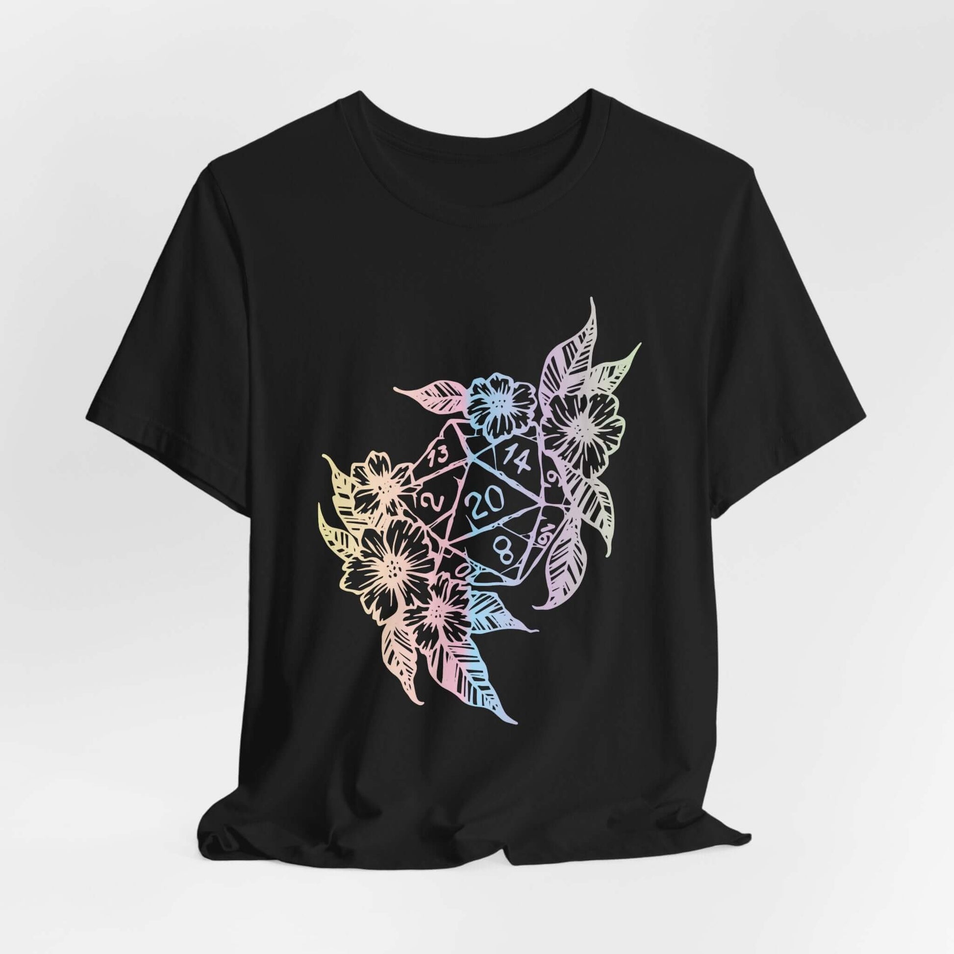 Printify T-Shirt Black / S D&D D20 Dice Flower T-Shirt