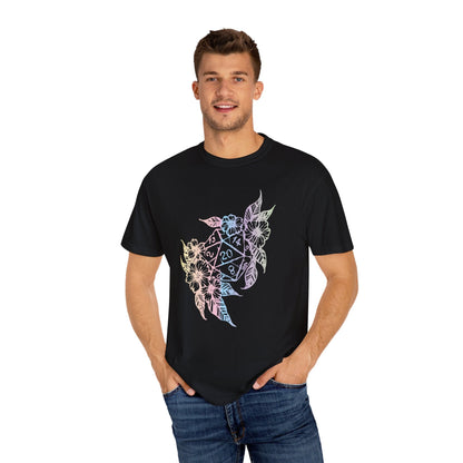 Printify T-Shirt D&D D20 Dice Flower T-Shirt - Comfort Colors