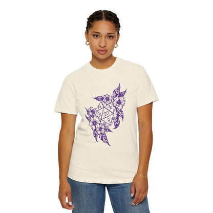 Printify T-Shirt D&D D20 Dice Flower T-Shirt - Comfort Colors