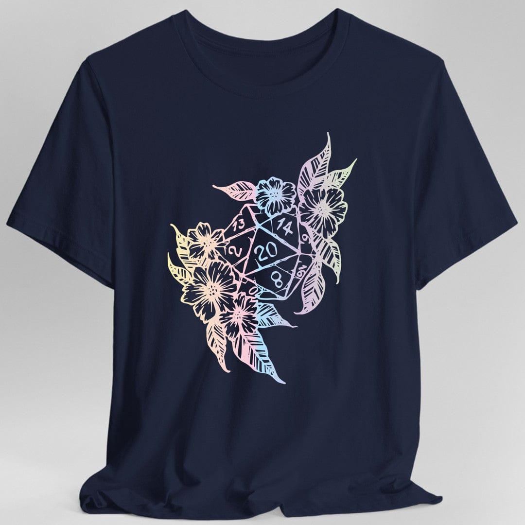 Printify T-Shirt Navy / S D&D D20 Dice Flower T-Shirt