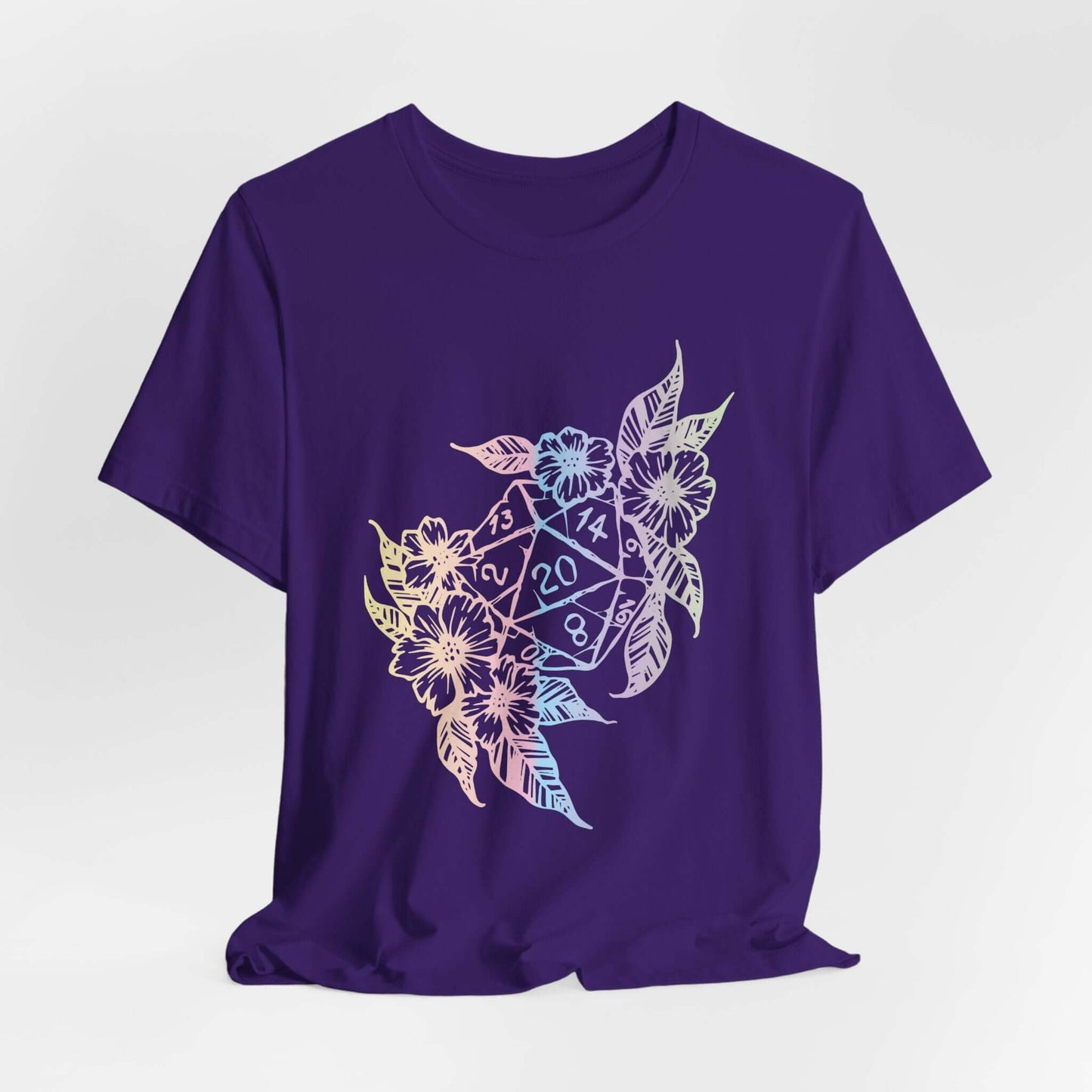 Printify T-Shirt Team Purple / S D&D D20 Dice Flower T-Shirt