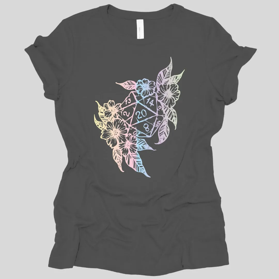 Printify T-Shirt Asphalt / S D&D D20 Dice Flower Women's T-shirt