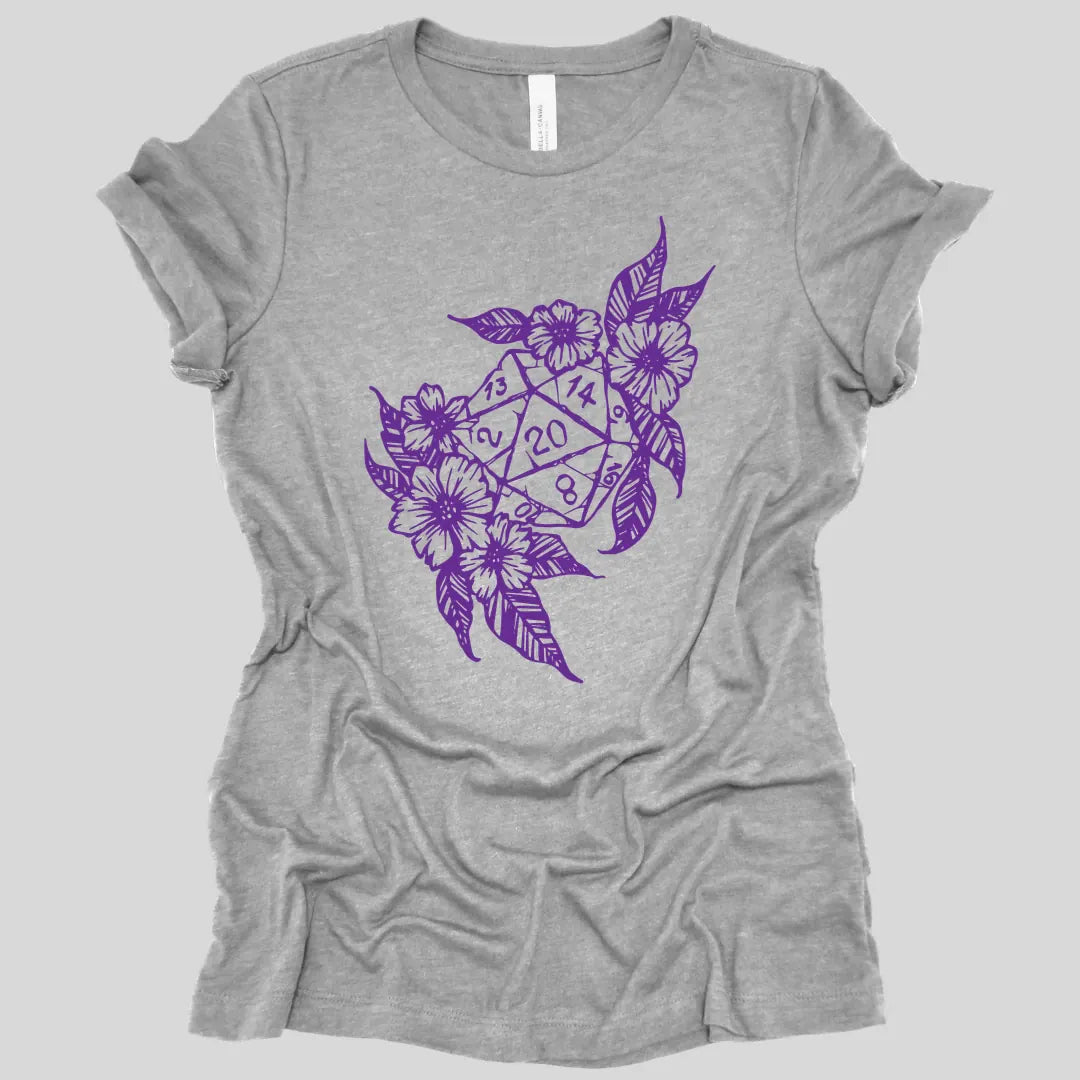 Printify T-Shirt Athletic Heather / S D&D D20 Dice Flower Women's T-shirt