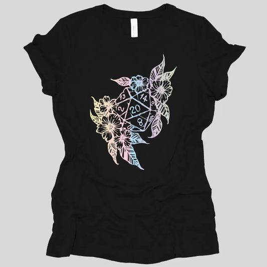 Printify T-Shirt Black / S D&D D20 Dice Flower Women's T-shirt