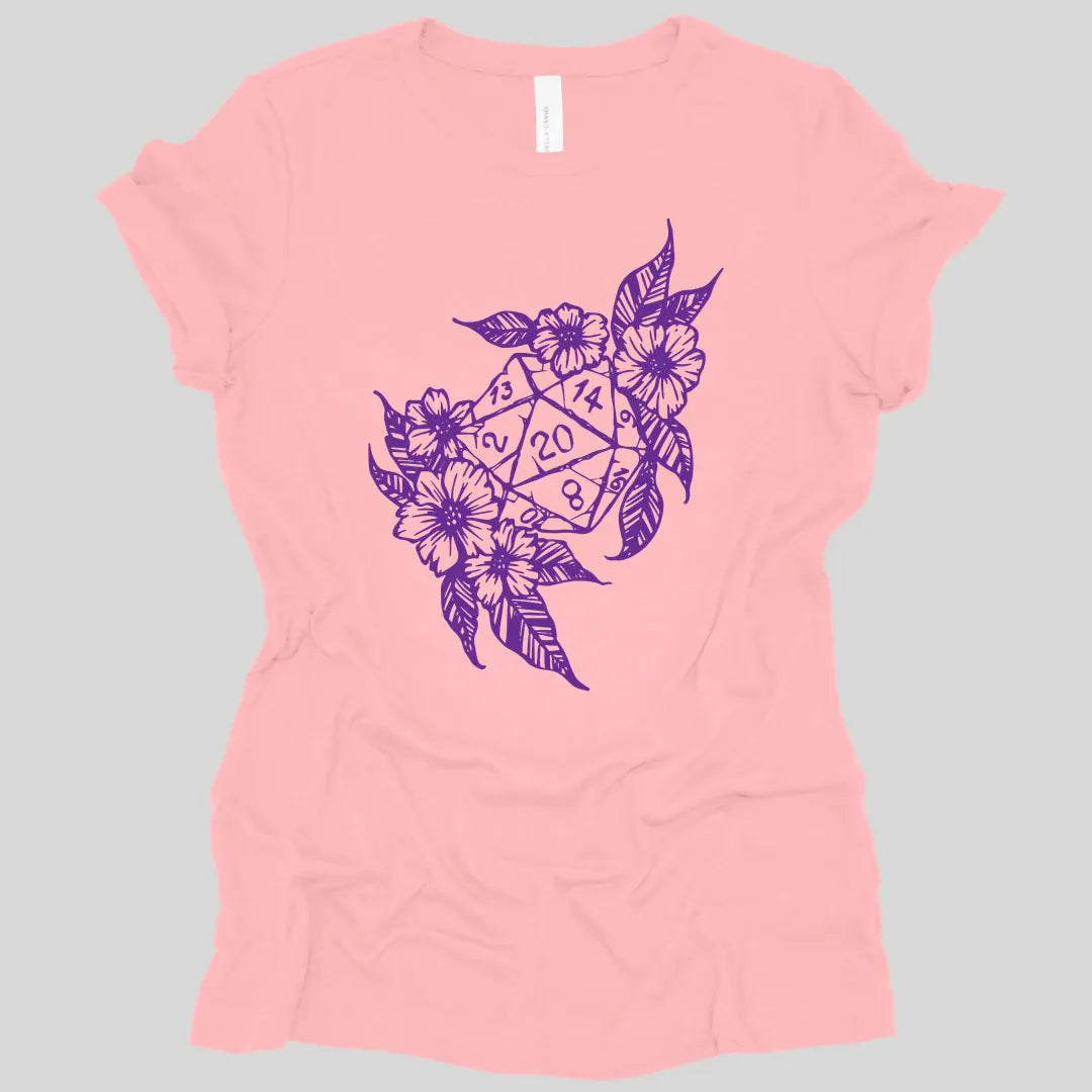Printify T-Shirt Pink / S D&D D20 Dice Flower Women's T-shirt